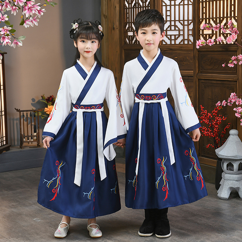 Children's Hanfu Traditional Costume for Boys, Book Boys, Performing Girls, Three Character Classic Disciples, Guo Xue, Elementary School Students, Writing Ceremony Performance Costume