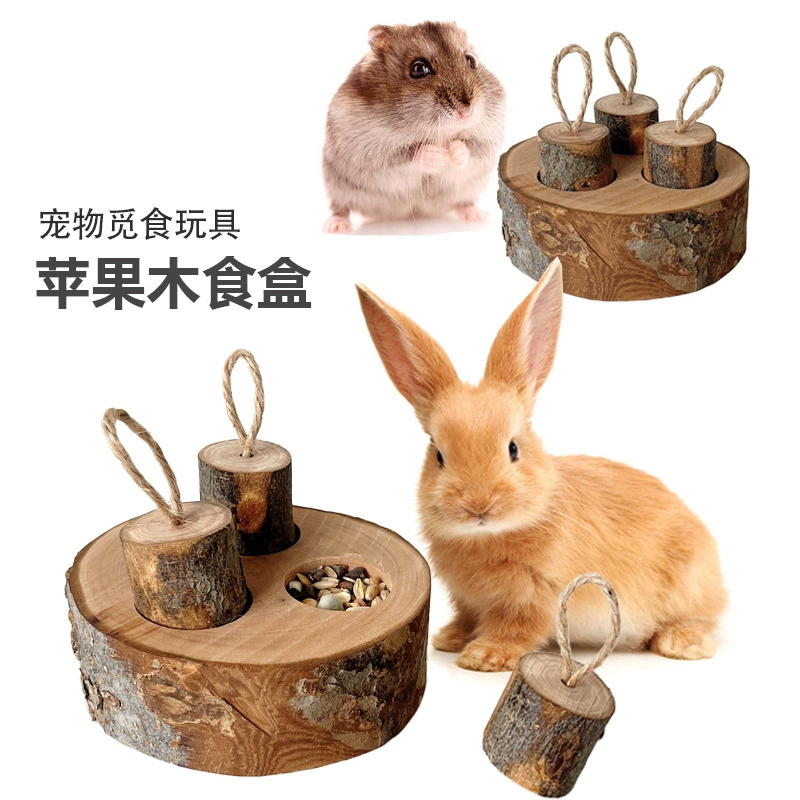 Яблочный деревянный хомяк игрушка домашнее животное кормление в коробке с пищей Кролик морская свинка молярная игрушка-головоломка хомяк ландшафтное оборудование
