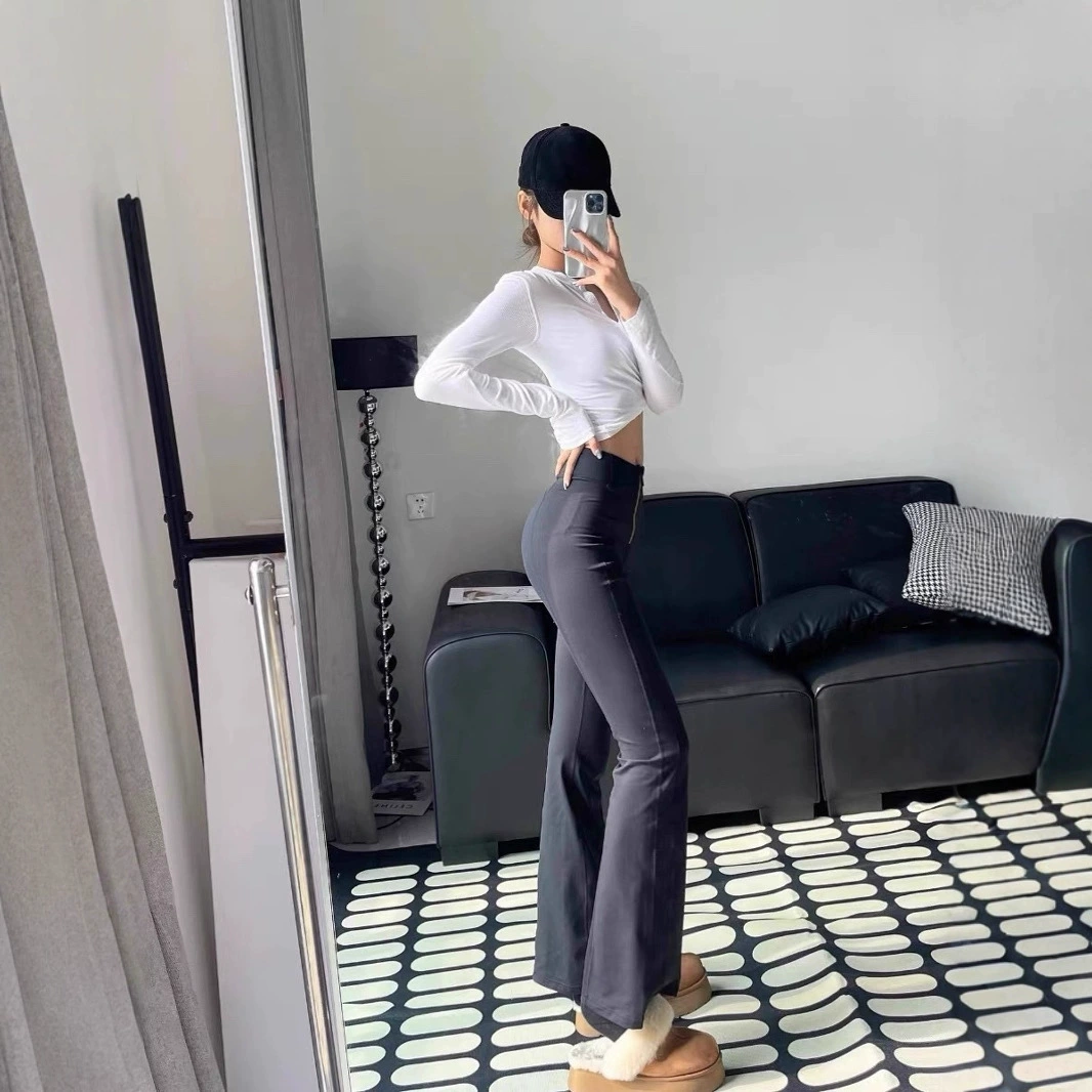 Женские спортивные брюки LULU 2025 года, повседневные, с эффектом лифтинга ягодиц, новые, на пуговицах, ребристые, облегающие, трикотажные, с высокой талией, утягивающие, универсальные.