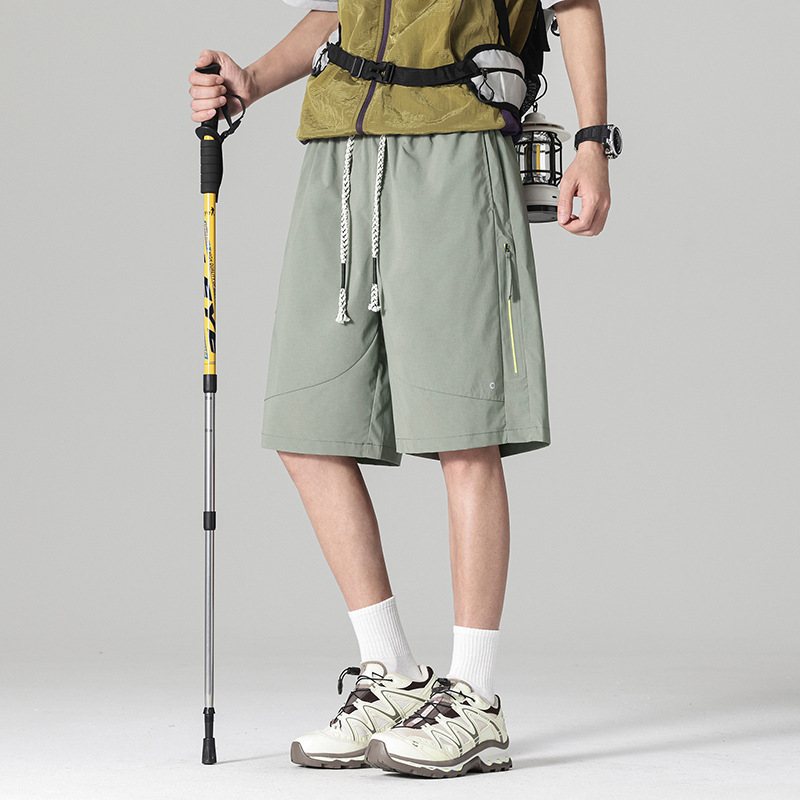 Outdoor Hiking Sports Shorts for Men, Summer Breathable Color-Blocking Casual Hiking Pants, Loose Quick-Dry Mid-Length Pants