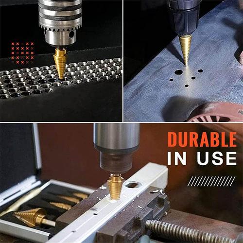 Wholesale pagoda drill set straight groove serrated twist drill bit 6pc boxed straight handle step step drill bit