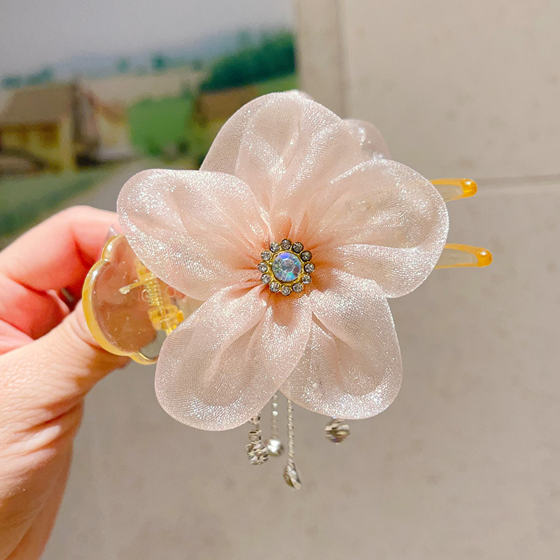 Advanced Satin Satin Big Black Bowknot Clip de tiburón Tocado Diamante cuadrado Horquilla en la parte posterior de la cabeza Clip de agarre Horquilla femenina