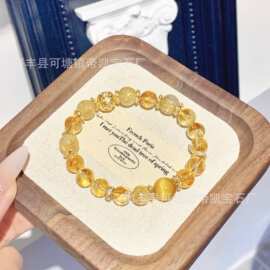 黄阿塞水晶手链diy 手工圆珠批发 天然水晶手串爆款饰品 珠宝手串