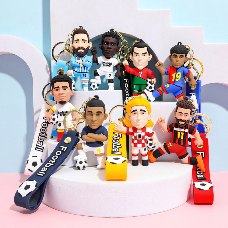 Cross-Border New Football Star Jersey Keychain Cartoon World Cup School Bag Pendant Car Key Chain Small Gift