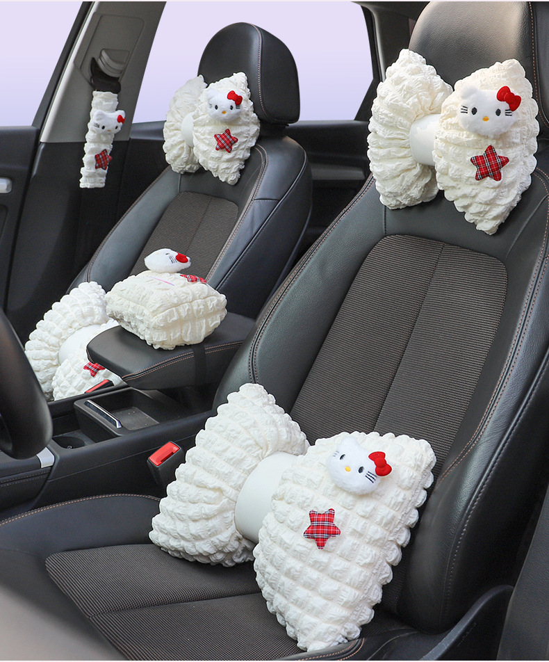 Car Headrest Neck Pillow for Girls, Cute Car Cushion, Interior Accessories, Car Seat Lumbar Support, Shoulder Protector, Tissue Box