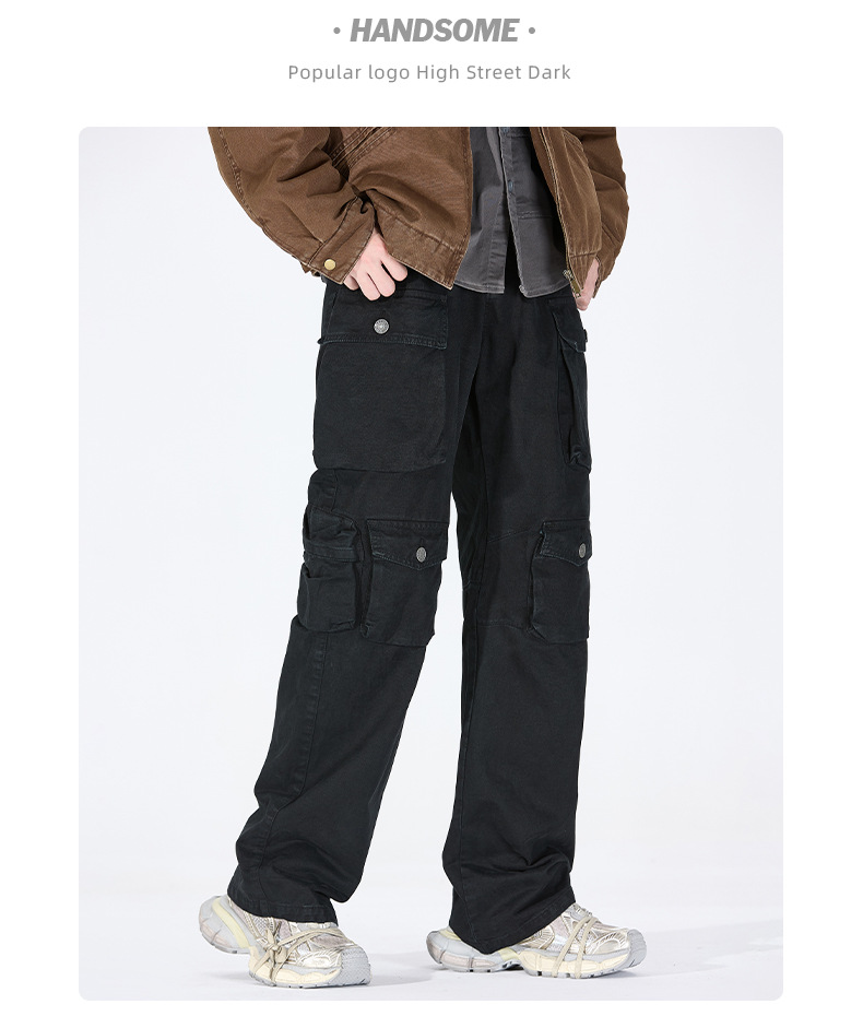 Îmbrăcăminte bărbătească, îmbrăcăminte bărbătească, pantaloni casual la modă, pentru bărbați, toamna și iarna, gata de purtat, pantaloni lejeri cu mai multe buzunare, pantaloni de șters bărbați_voghion.com