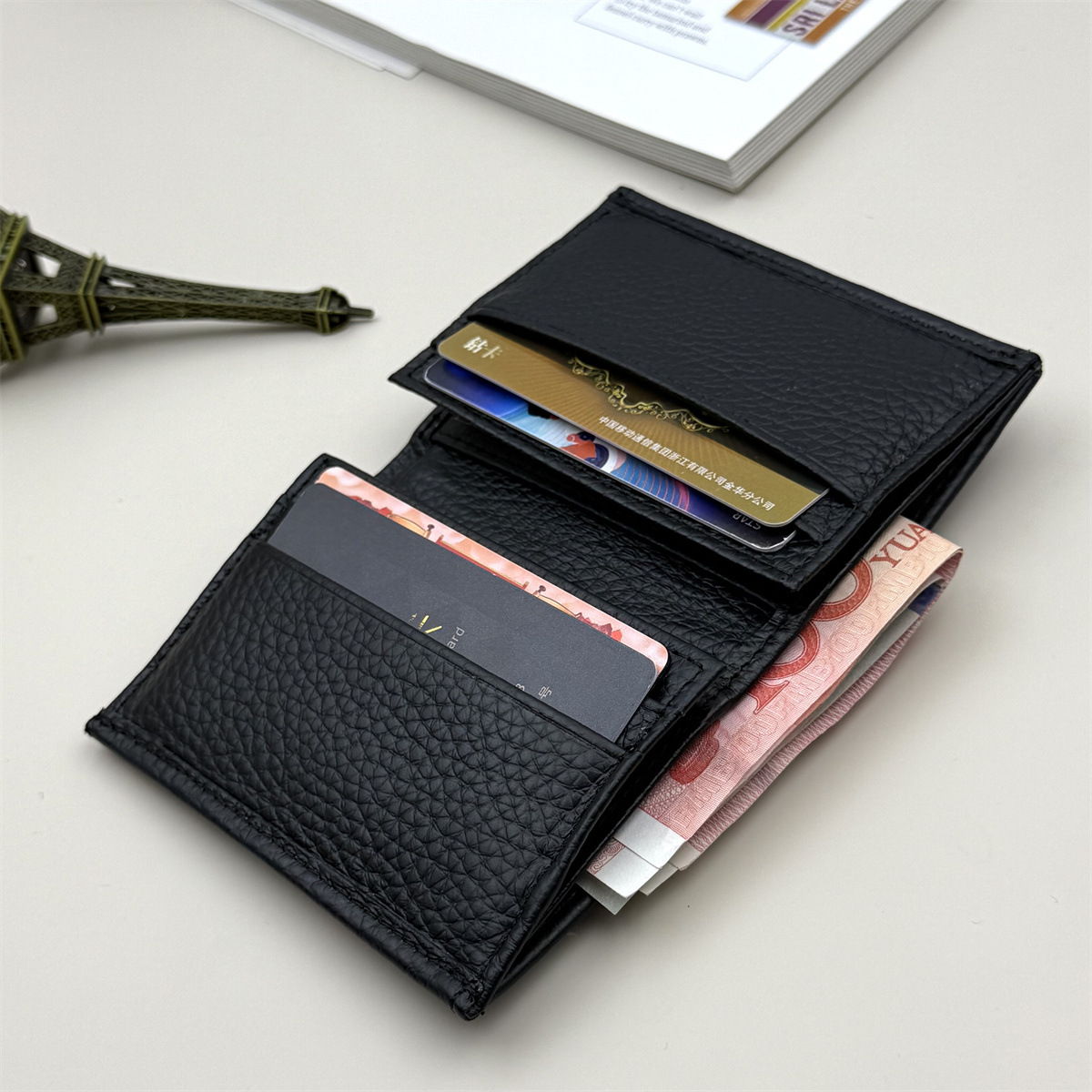 Nuevos productos transfronterizos carteras de cuero para hombres, bolsas de tarjetas de cuero de vaca mini gran capacidad, comercio exterior al por mayor.