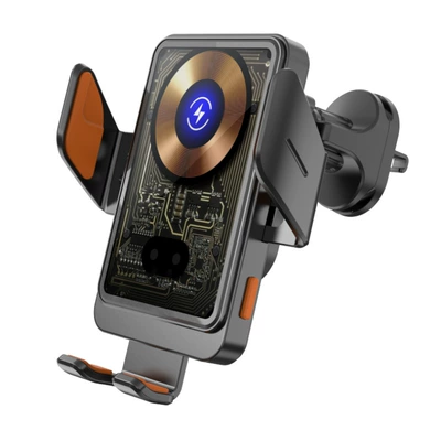 New for Apple 15 wireless car charger mobile phone charging bracket three-axis linkage induction fast charging (Mobil şarj cihazları) - upgraded-t11-car-wireless-charger-blackspiral-clip
