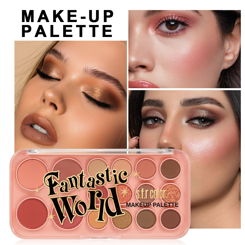 s.f.r color comercio exterior al por mayor fácil de colorear perla matte eye shadow blush 2 en 1 bandeja de maquillaje multifuncional