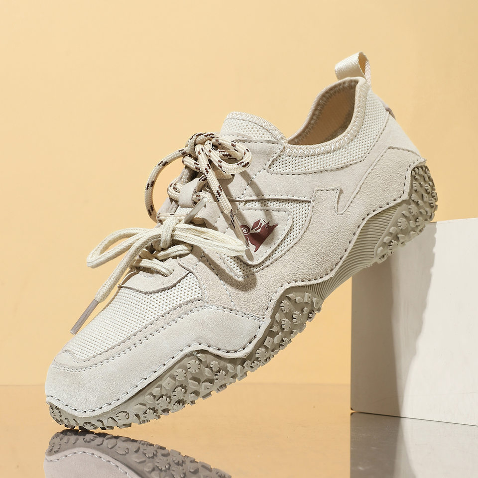 Giày thể thao unisex cỡ lớn da thật mũi tròn, đế bệt, dây thun, phong cách năng động — 6887 màu cát, 6887 nâu, 6887 rượu vang đỏ