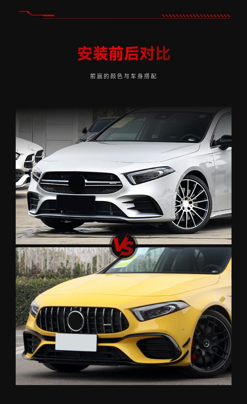 Suitable for Mercedes-Benz A-Class W177 A180 A200 A220 A35 A45 Amg Front Bumper Assembly Large Surround Modification
