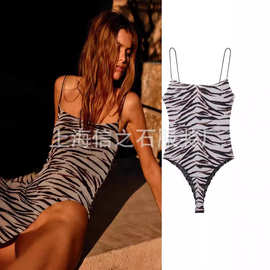 欧美性感连体衣女跨境动物花纹连身吊带豹纹时尚性感内搭打底衫