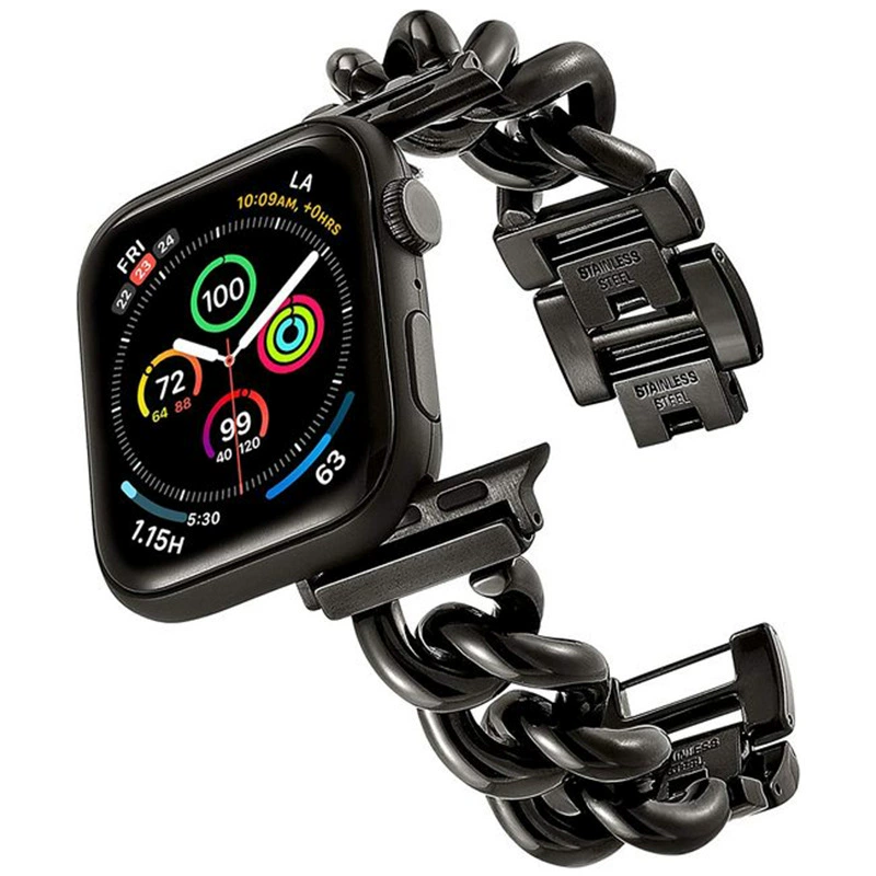 Ремешок для Apple Watch9/ iWatch8/7/6/5/SE, нержавеющая сталь, однорядная джинсовая цепочка для часов