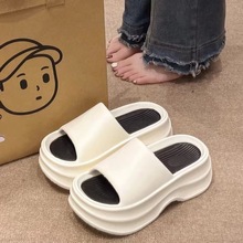 韩版2024夏季新款鱼嘴松糕厚底一字凉拖鞋软底防滑沙滩鞋外穿女鞋