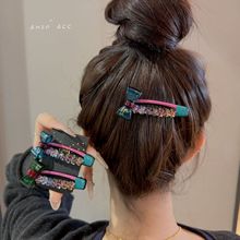 2025新款出口韩国高品质蝴蝶结水晶发夹高级小众气质通勤刘海夹女