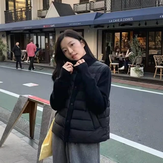 秋冬新款时尚针织立领拼接9排骨羽绒棉服女保暖轻薄打底外套
