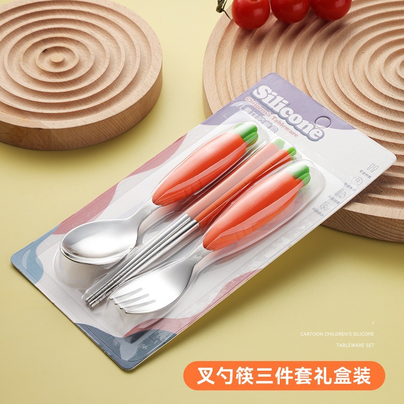 오렌지 스푼과 포크 젓가락