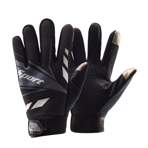 Cycling windproof gloves for men, velvet and thickened, outdoor cycling warm gloves, motorcycle skiing and fishing, touch screen