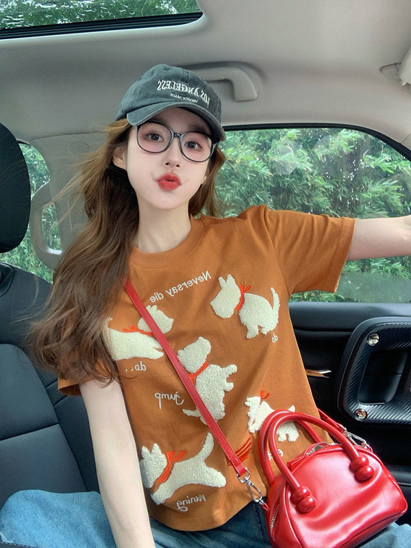 Suoreoe ® 女の子向けの9つの純綿半袖Tシャツコレクション、ゆったり、スリム、快適、多用途の半袖Tシャツ、ドロップシッピング|undefined
