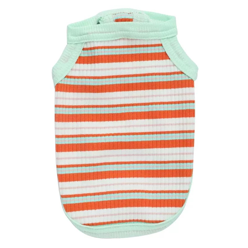 Moda color raya chaleco gato primavera y otoño verano delgada ropa para mascotas primavera en bebé gato anti-pelusa cómodo transpirable