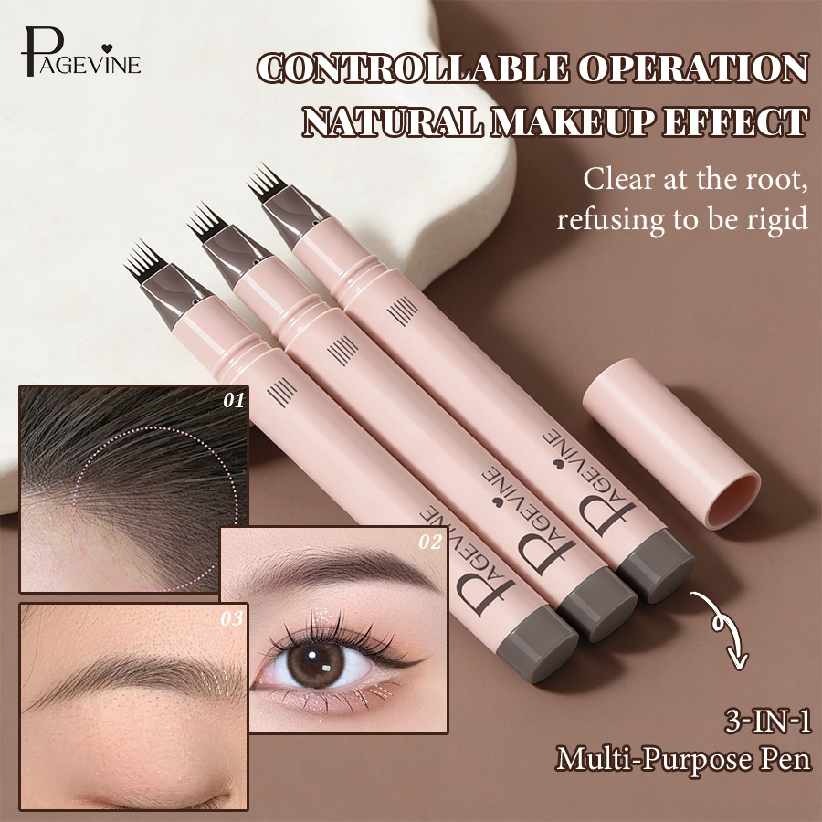 Cross-border PAGE VINE Natural Hexagonal Pen Waterproof Anti-Sudor Multi-Purpose Hairline Wild Eyelash Pen