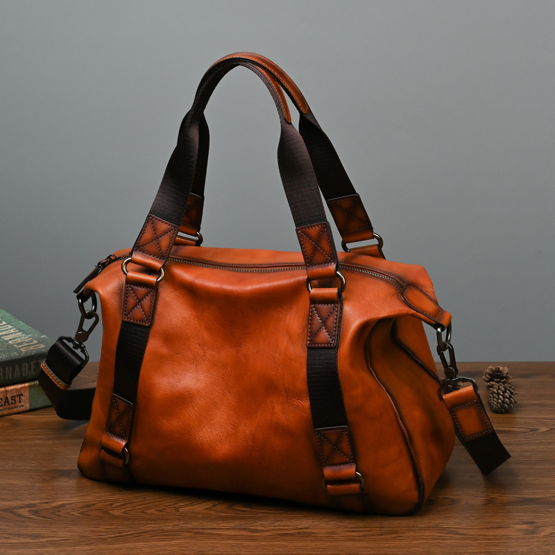 Explosive Super Large Tree Cream Top Layer Cowhide Casual Men's and Women's Bag Travel Bag Large Bag Shoe Bag Crossbody Bag Handbag