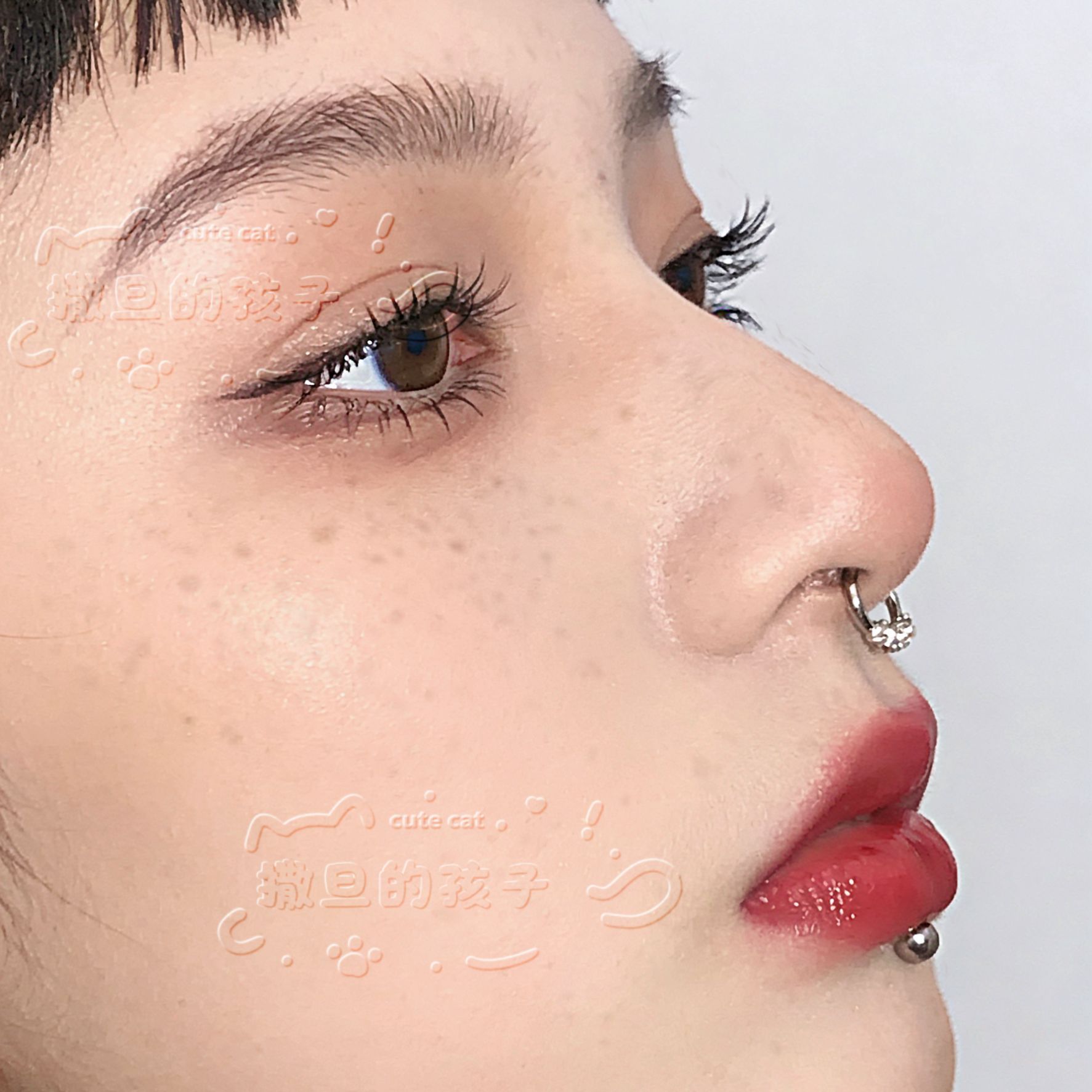 Satan's Children Slavic Aesthetics Nose Ring - 1.2mm Thick 10mm Diameter Septum Hoop, Titanium Steel Nose Stud for Ear Cartilage, Handcrafted Piercing Jewelry detail image 1