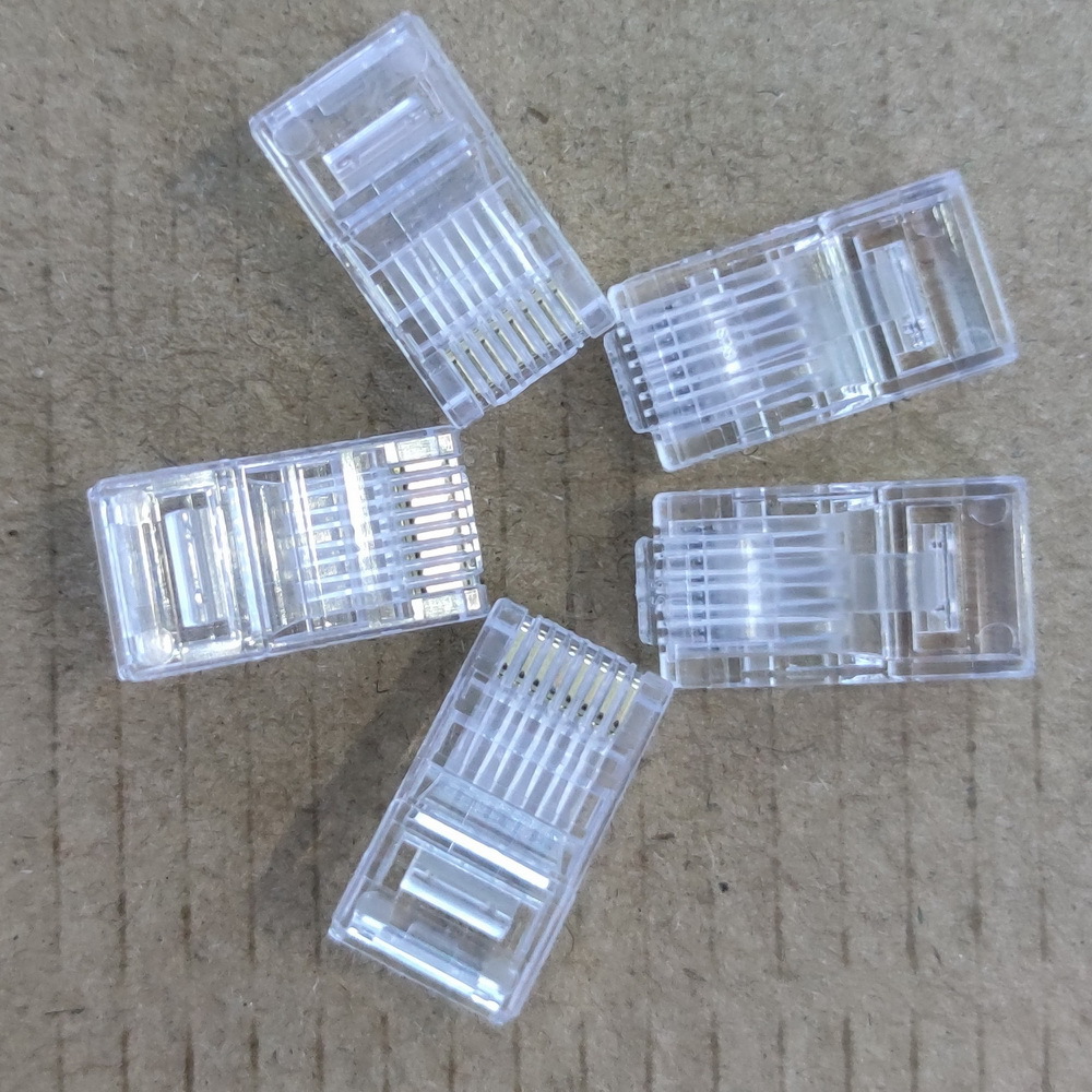 超五类/六类网络水晶头 三叉镀金芯片工程级水晶头