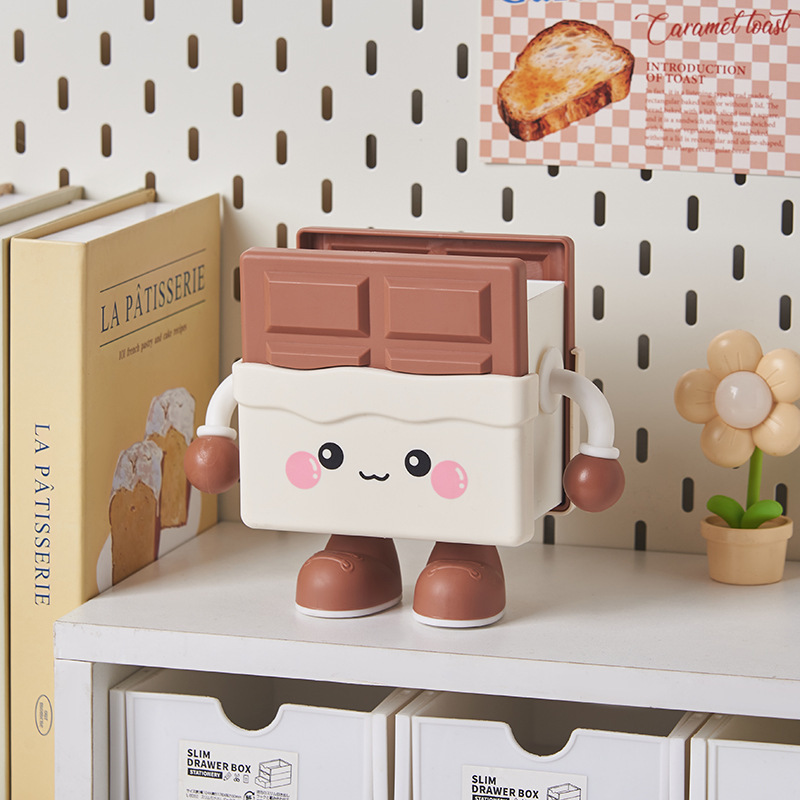 Caricatura encantadora galleta de escritorio caja de almacenamiento creativa papelería multifuncional dormitorio de estudiantes decoración de lápiz para niños