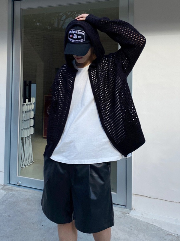 Cardigan, brand sweater, knitted summer thin couple clothing with hood, jacket, high-quality style, sun protection, for beloved 4