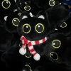Black cat+red and white scarf