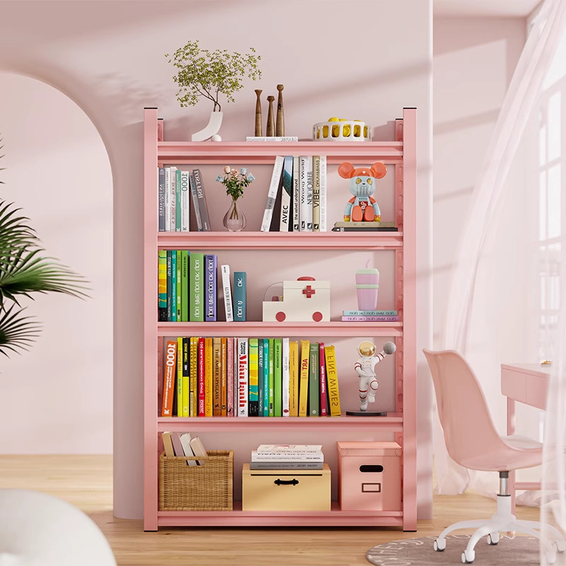 Household Iron Bookshelf Colorful Storage Rack Steel Floor-Standing Kidsren's Bookcase Colorful Storage Rack Living Room Display Shelf
