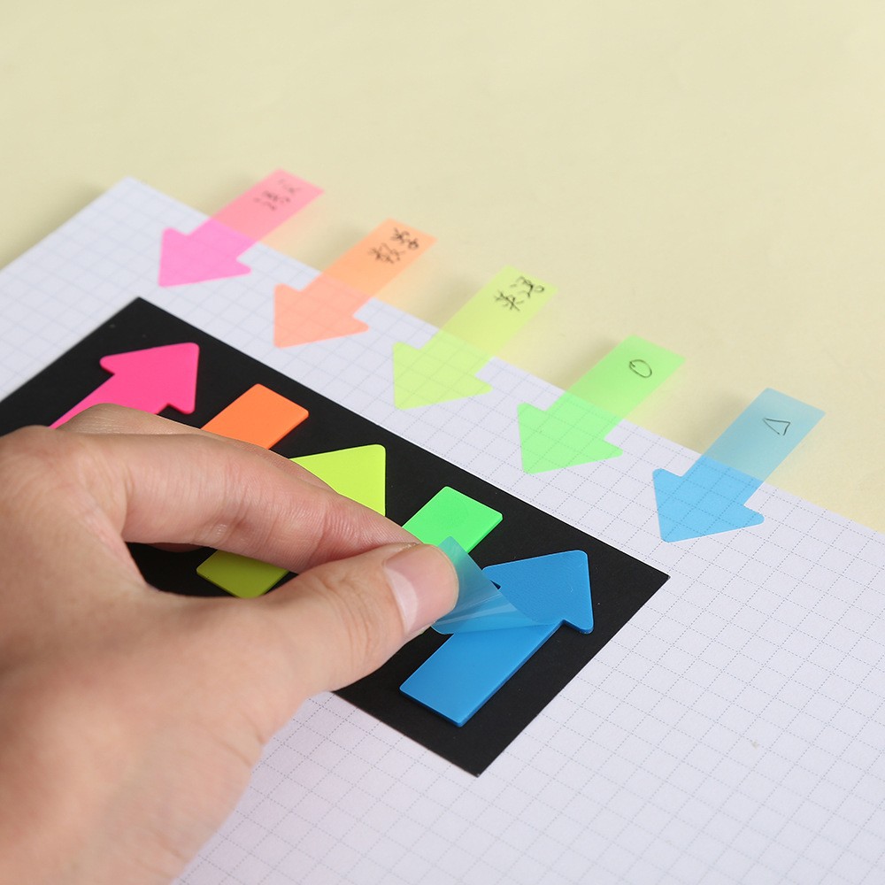 Creativo de forma extraña al por mayor papel de nota de oficina semitransparente índice de papel de nota de fluorescencia de viento