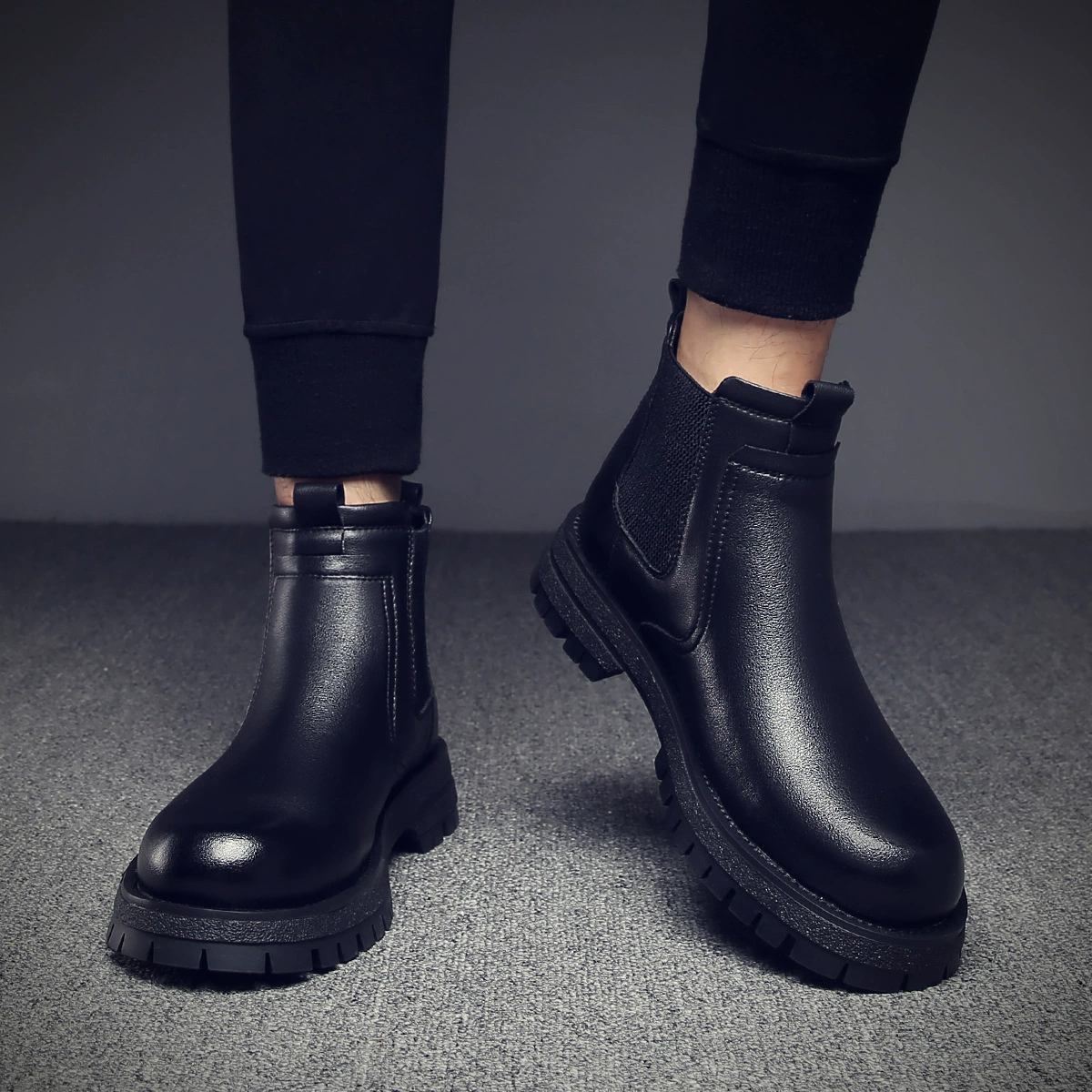 Ботинки Челси, мужские новые высокие мужские повседневные универсальные мотоциклетные ботинки в британском стиле, Черные Ботинки Martin, мужские 8057