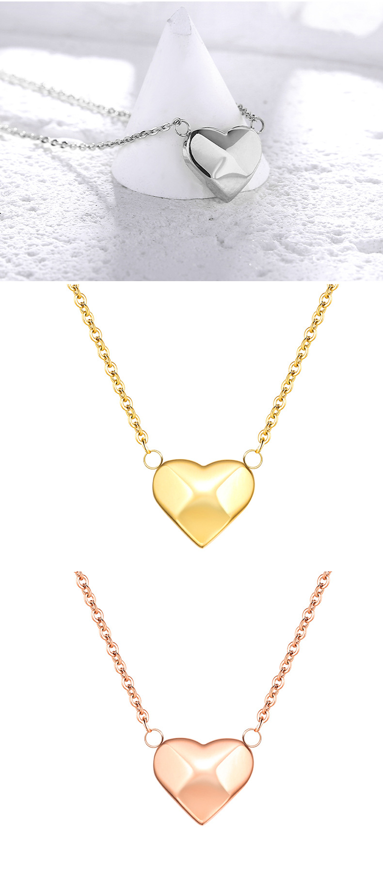 Fashion Heart Shape Titanium Steel Plating Pendant Necklace 1 Piece