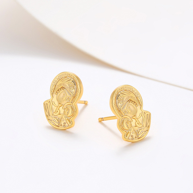 Joyería Xuping aleación de cobre chapado 24K madre y niño avatar personalidad pernos de orejas estilo nacional pendientes retro mujeres