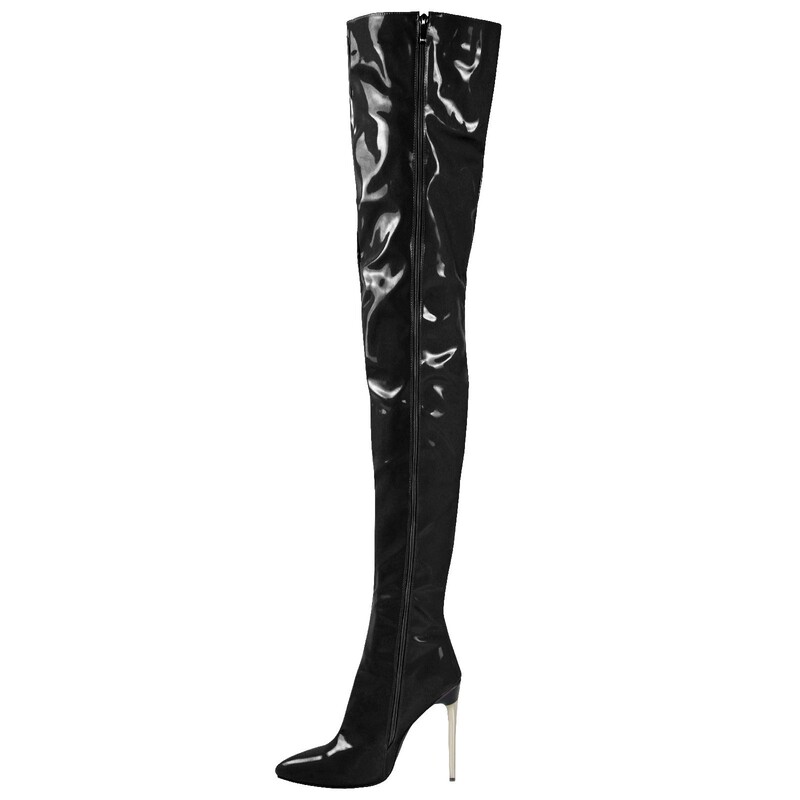 Cross-Border Amazon Over-The-Knee Boots 2025 Women's Boots Large Size Metal Heel 12cm Ultra-High Heel Fashion Boots for Women
