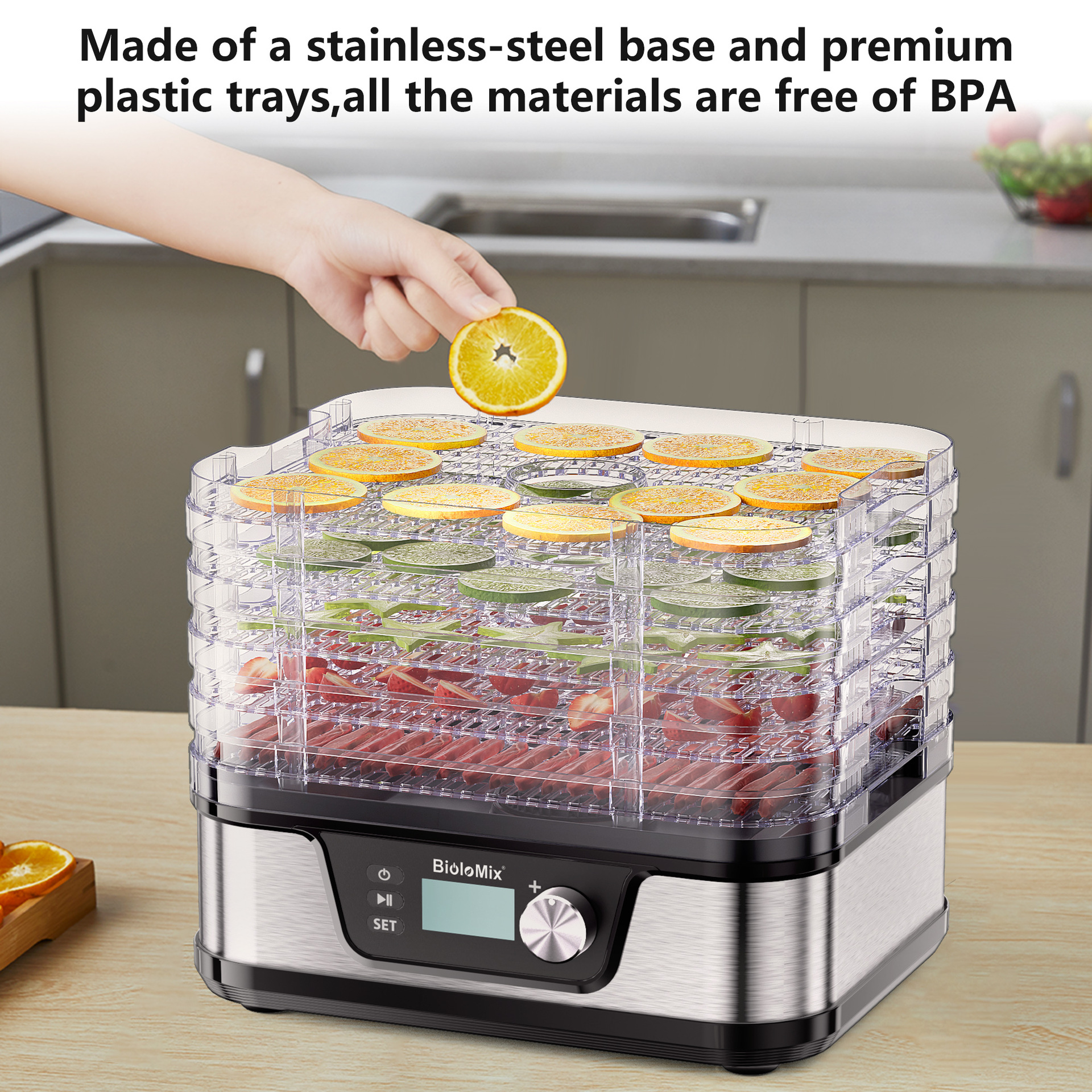 Deshidratador de Alimentos Doméstico de Acero Inoxidable Multifuncional para Cocina