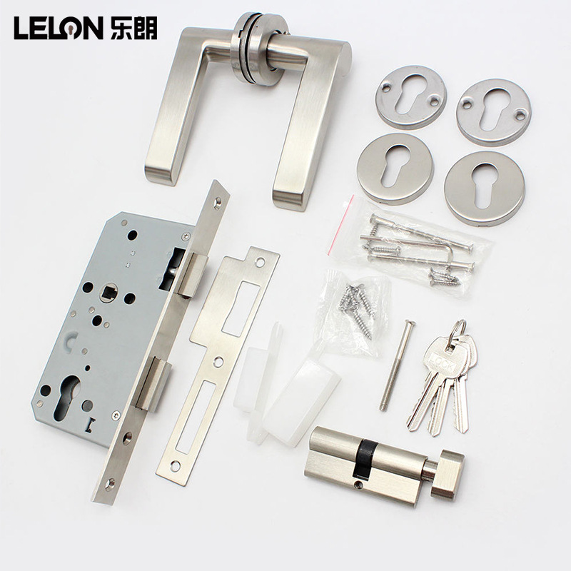 Lelang puerta cerradura acero inoxidable 304 hogar puerta de madera cerradura interior dormitorio mudo níquel cepillado simple split Lock