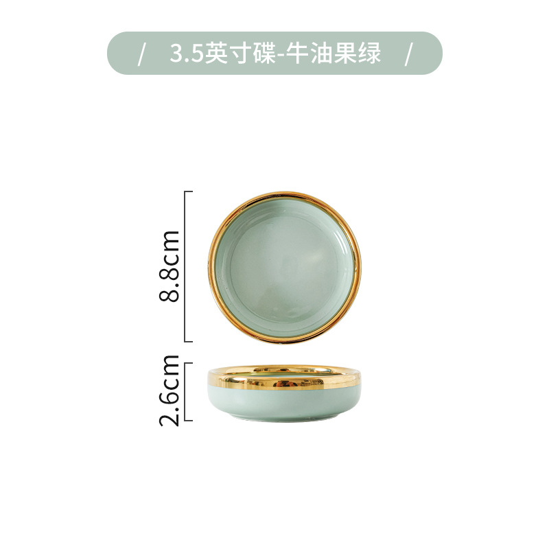 Tazón de lujo ligero y palillos placa combinación hogar creativo tazón de sopa de cerámica nórdica plato de pescado Internet celebridad borde dorado vajilla tazón y plato traje