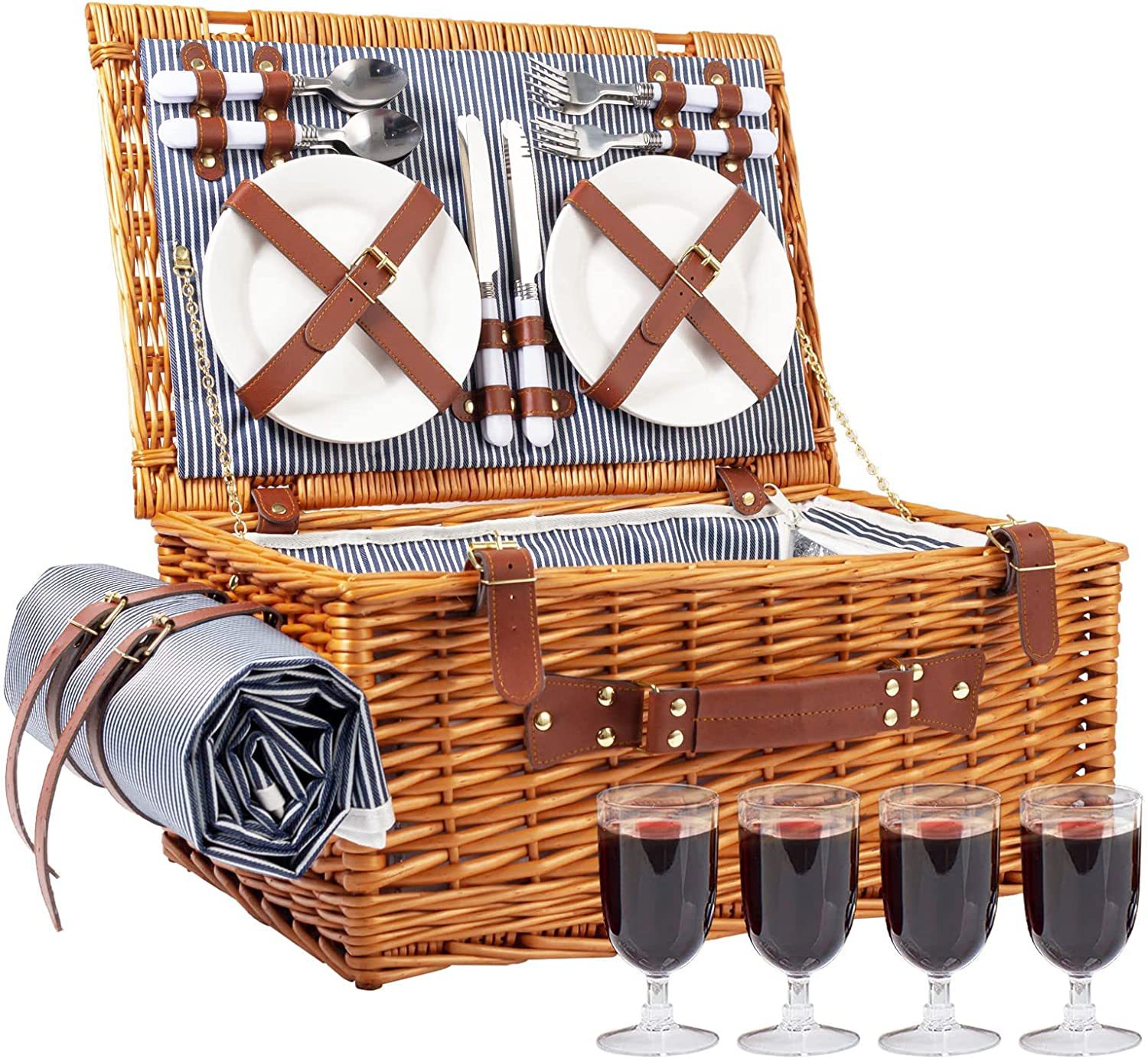 Canasta de comida marrón para 4 personas