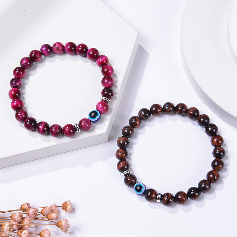 Unisex Gender Beaded Design Ethnic Style Devil's Eye Natural Stone Beaded Bracelets