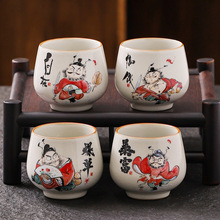 米黄汝窑茶杯陶瓷家用复古茶具开片可养主人杯茶杯茶盏复古品茗杯