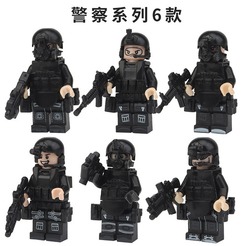 Cross-border compatible Lego small particle toy racing building blocks small figures city traffic scene character model