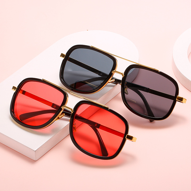 Men's Trendy Double-bridge Large-frame Sunglasses Thick-frame Style_voghion.com