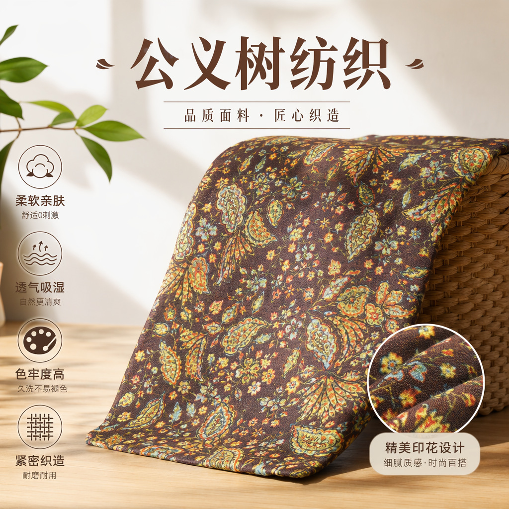 「古佩彩纹」全棉60支仿天丝亲肤面料民族风做旧彩色佩斯利印花布