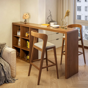 Simple Solid Wood Balcony Bar Table Partition Cabinet Small Home Living Room Open Bar Cabinet Sideboard Integrated