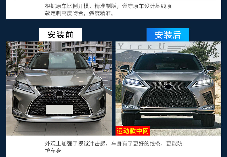 Suitable for 20-22 Lexus Rx Modified Sports Kit Grille Adhesive Rear Lip Full Set Small Surround