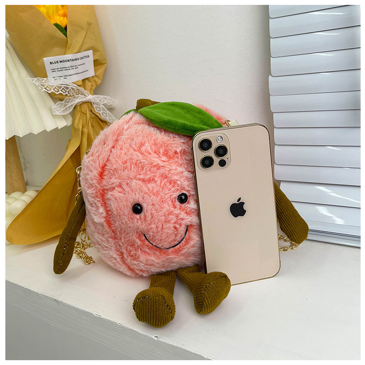 Children's fruit coin purse, plush toy, cute watermelon chain crossbody bag, hand-held pillow, girl cartoon single-shoulder bag undefined
