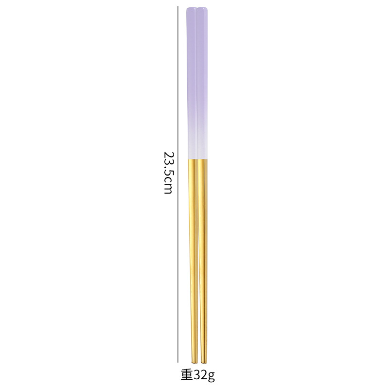 Fabricantes al por mayor 304 palillos de acero inoxidable hueco comedor antideslizante anti quemado palillos graduados coloridos palillos